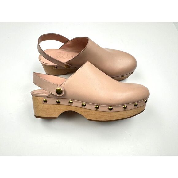 J‎ Crew Convertible Leather Clog Women 7 EUC Comfort Leather Beige Pink Sandals